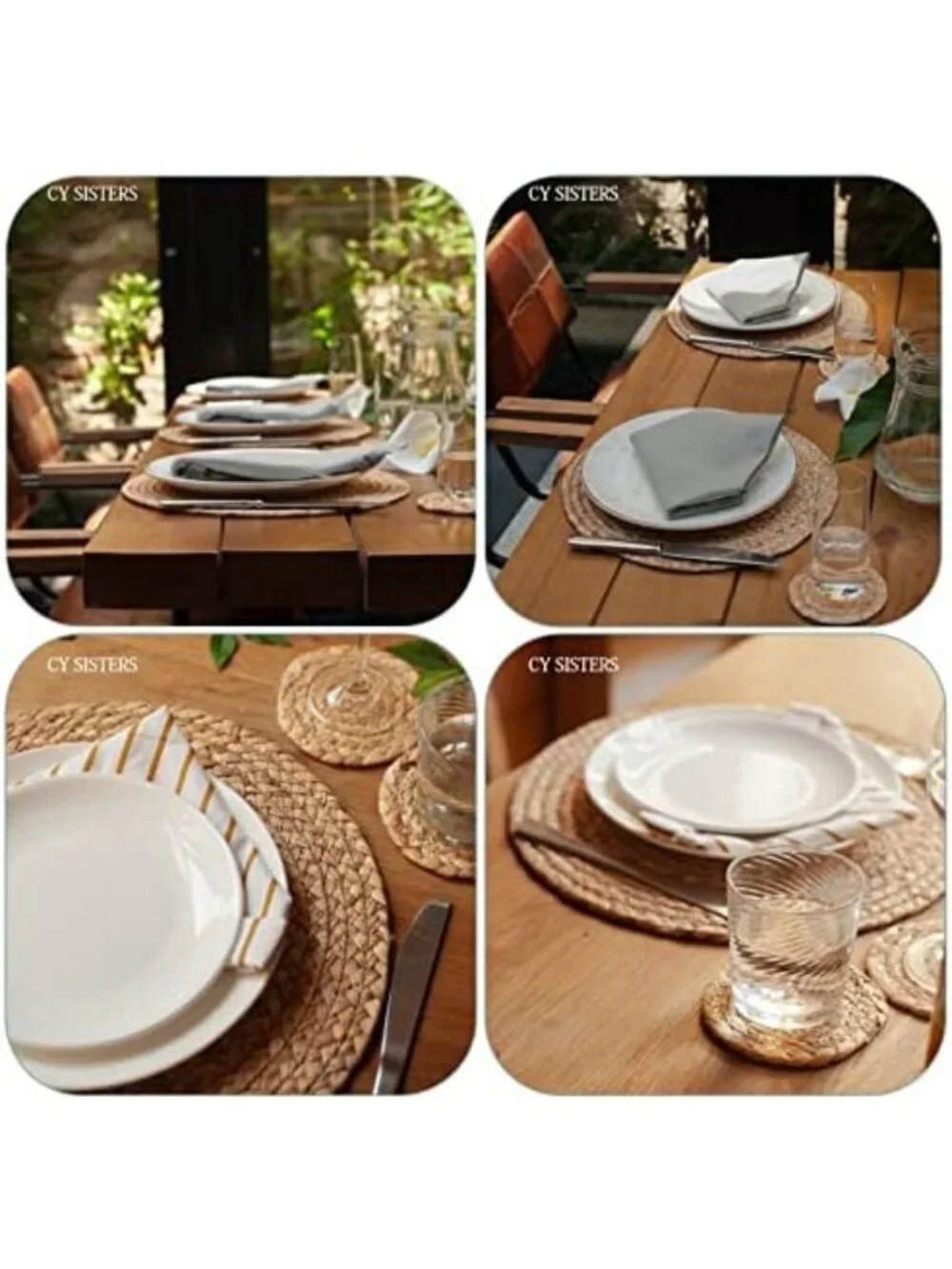 Set of 6 Round Woven Placemats, 13.5